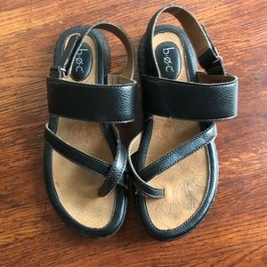 Black leather sandals